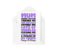 Tarjetas del perro - Tarjetas de mamá de perro - Thank You For Taking Me for Walkies Giving Me Cuddles - Tarjetas de cumpleaños de perro - CBH2004