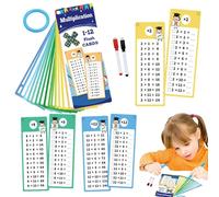 Tarjetas Didácticas De Matemáticas - Tarjetas Didácticas De Tablas De Multiplicar | Tarjeta De Aprendizaje De Matemáticas Para Niños, Tablas De Multiplicar Educativas Para Niños, 2 Bolígrafos De Borra
