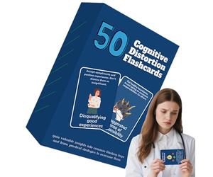 Tarjetas - Distorsión cognitiva, tarjeta de afirmación, tarjetas de 50 hojas para regular las emociones | Tarjetas de afirmación de atención plena para adolescentes, adultos, adolescentes, mujeres