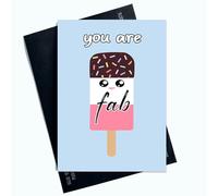 Tarjetas divertidas con texto en inglés "You Are Fab Blue Background For Her Tarjeta de felicitación divertida Tarjeta de broma Ice Lolly Card Broma para cualquier ocasión, divertida tarjeta de