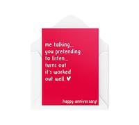 Tarjetas divertidas de aniversario | Me hablando contigo fingiendo escuchar la tarjeta de esposo | Para ella, esposa, novia, novio, broma broma, lindas | CBH641