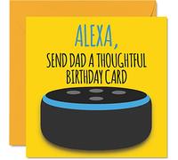 Tarjetas divertidas de cumpleaños para papá, Alexa - Tarjeta de felicitación de cumpleaños para papá de hijo hija, regalo de cumpleaños de padre, bromas, 145 mm x 145 mm, regalo para papá y papá