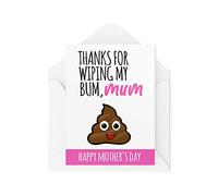 Tarjetas divertidas del día de la madre | For Her Parent Love Mummy Banter Mama Mam | Gracias por limpiar mi trasero mamá | Padres Hijo Hija Padres | CBH886