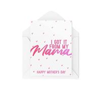 Tarjetas divertidas del día de la madre | For Her Parent Love Mummy Banter Mum | Lo tengo de mi mamá | Hijo Hija Linda Cita Descarada Chica Poder | CBH893
