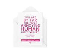 Tarjetas divertidas del día de San Valentín | Tarjeta de pareja | Tarjeta de felicitación para pareja | Humano más molesto | Marido Esposa Novia Novia Amor | CBH821
