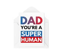 Tarjetas divertidas del día del padre, tarjetas de cumpleaños para papá, tarjeta de felicitación para él, Dad You're A Super Human, Comedy Humour Banter Broma, CBH130