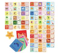 Tarjetas Educativas - 50 Piezas Tarjetas Alimentos | Juguetes De Actividad Doble Cara para Juegos Escuela Casa Niño