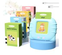 Tarjetas educativas de sonido para niños de 1 a 6 años, juegos de Montessori, vocabulario para aprender francés (224 palabras), primeras palabras de bebé, regalo infantil desde 18 meses (azul)