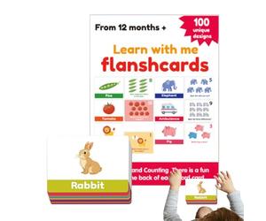 Tarjetas educativas para niños, 100 piezas de vocabulario, tarjetas de aprendizaje de matemáticas para inglés y números, para niños pequeños a partir de 1 año para casa, escuela, guardería y viajes en
