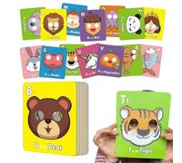 Tarjetas educativas para niños pequeños | Tarjetas de alfabeto de animales para niños de 3 a 5 años | Juguetes para guardería preescolar viajes viaje en coche cumpleaños Navidad