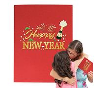 Tarjetas emergentes 3D para Año Nuevo,Tarjeta de Feliz Año Nuevo,Tarjetas de felicitación emergentes 3D navideñas | Suministros de felicitación con impresionantes imágenes de para recuerdos, decoració