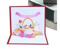 Tarjetas emergentes de Pascua, tarjeta de felicitación 3D, diseño colorido de huevo y conejo, regalo festivo, para celebración, primavera, vacaciones, para familiares y amigos, 15,5 x 12,5 cm, azul