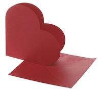 Tarjetas en forma de corazón, tamaño de la tarjeta 12,5x12,5 cm, tamaño sobre 13,5x13,5 cm, rojo, 10sets