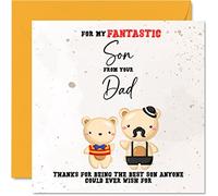 Tarjetas especiales de cumpleaños para hijo, hijo fantástico, tarjeta de feliz cumpleaños para hijo de papá, regalos de cumpleaños para hijo, 145 mm x 145 mm, tarjetas de felicitación de cumpleaños