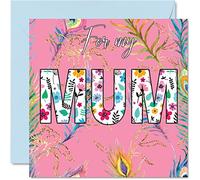 Tarjetas especiales de cumpleaños para mamá - Mums The Word - Tarjeta de feliz cumpleaños para mamá de hija hijo, hermosa tarjeta de cumpleaños para mi madre, 145 mm x 145 mm, tarjetas de felicitación para el día de la madre para mamá mamá