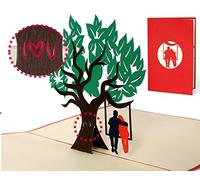 Tarjetas felicitacion, regalos como tarjetas de aniversario para amantes. Tarjetas san valentin para pareja y novio con arbol y novios en columpio,L16