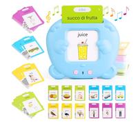 Tarjetas Flash Cards parlantes, flashcards niños italiano e inglés, juguetes aprendizaje interactivos 224 palabras, juegos niños educativos 1 2 3 4 5 6 años (azul italiano)