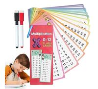 Tarjetas flash de división para niños - Tarjetas flash matemáticas 15x | Tarjetas flash de multiplicación de doble cara - tarjetas de práctica matemática educativa con bolígrafos de borrado en seco