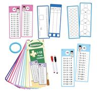 Tarjetas flash de multiplicación, tablas de 1 a 12 veces, tarjetas flash, herramientas de aprendizaje de matemáticas para niños, diseño de doble cara atractivo y reutilizable, 8 x 7 cm para 1er a 3er