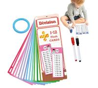 Tarjetas flash de multiplicación, tarjetas flash de doble cara para niños, juego interactivo de aprendizaje de matemáticas, con 2 bolígrafos de borrado en seco, herramienta de estudio educativo para