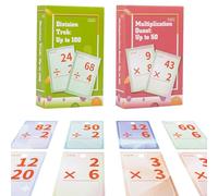 Tarjetas flash de multiplicación y división, tarjetas flash de juegos de matemáticas para niños de 5 a 12 años, manipulativos fáciles de leer para 2º, 3º, 4º grado, multiplicación 0-50 y división 0