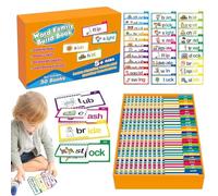Tarjetas flash fonéticas - 30 libros de lectura y rima | Word Families & Letter Sounds Sight Word Cards, Educational Vocabulary Learning Game - For Preescolar Home School Classroom Early Lea