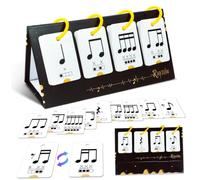 Tarjetas Flash Musicales, 72 Tarjetas Flash de Notas Musicales con Anillos Desmontables, Soporte Plegable para niños Estudiantes Principiantes, Negro