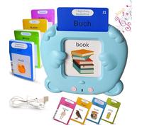 Tarjetas Flash Parlantes Educativas para Niños Talking Flash Cards 112 Cartas 224 Palabras 3 4 5 6 7 Años Montessori Autista Juguete educativo para Niño Regalo de cumpleaños Motami (Alemán-Bleu)