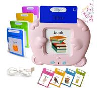 Tarjetas Flash Parlantes Educativas para Niños Talking Flash Cards 112 Cartas 224 Palabras 3 4 5 6 7 Años Montessori Autista Juguete Educativo para Niño Regalo de Cumpleaños Motami (Español-Rosa)