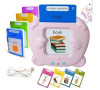 Tarjetas Flash Parlantes Educativas para Niños Talking Flash Cards 112 Cartas 224 Palabras 3 4 5 6 7 Años Montessori Autista Juguete educativo para Niño Regalo de cumpleaños Motami (Francés-Rosa)