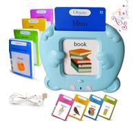 Tarjetas Flash Parlantes Educativas para Niños Talking Flash Cards 112 Cartas 224 Palabras 3 4 5 6 7 Años Montessori Autista Juguete Educativo para Niños Regalo de Cumpleaños Motami (Español-Bleu)