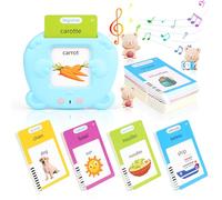 Tarjetas Flash Parlantes, Tarjetas Educativas 224 Palabras, Bilingüismo Inglés-Francés, Juguete Educativo para Escuchar y Aprender, Juguete Niño 3 4 5 6 Años para Niños y Niñas Regalo Niño(Azul)