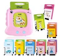 Tarjetas Flash Parlantes Tarjetas Educativas para Niños de 2+ Años 112 Hojas 224 Palabras Talking Flash Cards Juguetes educativos Montessori para escuchar y aprender, Francés/Inglés/Bilingüe, Rosa