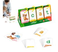 Tarjetas Flash Phonics, Juegos de Palabras de Lectura, Juego de aprendizaje de 80 Cartas de 8,39 Pulgadas con Actividad Divertida, Kit de Juego de Ortografía con Construcción Auténtica, Accesorio