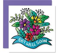 Tarjetas Get Well Soon para hombres - Get Well Soon Flowers - Tarjetas para mujeres, tarjeta de recuperación rápida, 145 mm, broma, humor, saludo, mejor amigo, hermano, hermana, compañero de trabajo