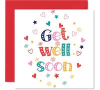 Tarjetas Get Well Soon para hombres - Get Well Soon Hearts - Tarjetas para mujeres, tarjeta de recuperación rápida, 145 mm, broma, humor, saludo, mejor amigo, hermano, hermana, compañero de trabajo