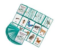 Tarjetas interactivas con imágenes de animales silvestres diseñadas para ayudar a los niños a reconocer a los animales y mejorar su retención de memoria. Tarjetas bilingües