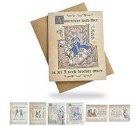 Tarjetas medievales de San Valentín, tarjetas de amor medievales vintage con frases humorísticas, con manuscrito escrito a mano, para parejas, novio, novia, amante del arte medieval (tipo d)