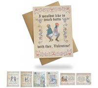 Tarjetas medievales de San Valentín, tarjetas de amor medievales vintage con frases humorísticas, con manuscrito escrito a mano, para parejas, novio, novia, amante del arte medieval (tipo B)