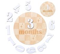 Tarjetas mensuales de hitos para bebé, discos de madera para hitos mensuales, accesorios de fotografía para recién nacidos para documentar el crecimiento de tu bebé, letrero de anuncio de bebé (Discos