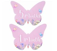 Tarjetas mensuales de hitos para bebé, discos mensuales de madera, accesorios de fotografía para recién nacidos para documentar el crecimiento de tu bebé, letrero de anuncio de bebé (mariposa