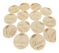 Tarjetas mensuales de madera para bebé y anuncio de embarazo, 14 círculos hechos a mano, regalo de ducha, manta conmemorativa mensual para bebé, tarjeta de anuncio de nacimiento