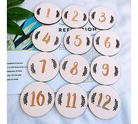 Tarjetas mensuales para bebé, 12 piezas de madera con signo de hito para bebé, juegos de regalo para bebés de primer año, tarjetas de crecimiento para recién nacidos (03)