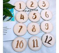 Tarjetas mensuales para bebé, 12 piezas de madera con signo de hito para bebé, juegos de regalo para bebé, tarjetas de crecimiento de primer año (05)