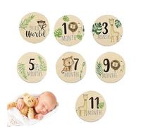 Tarjetas Mensuales Para Bebé: 7 Señales De Anuncio De Nacimiento, Seguimiento Del Crecimiento | Paneles De Madera Para Etapas De Nacimiento, Recuerdo Del Primer Año Para Chicas, Niños, To