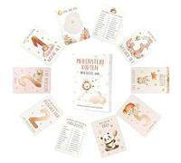 Tarjetas mensuales para bebé, caja "Mi primer año" bebé con 50 tarjetas, tarjetas de hitos con ilustraciones boho pintadas a mano, juego de tarjetas de hito para nacimiento, para recién nacidos y