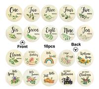 Tarjetas Meses Bebe, 10 Piezas Tarjetas Bebe Meses Baby Milestone Cards Baby Monthly Milestone Tarjetas Cumple Mes Bebe Madera para Accesorios Fotográficos Para Regalos Neonatales (10pcs)