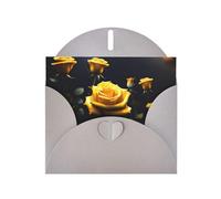 Tarjetas navideñas de papel gris nacarado de 10 x 15 cm, DDCXZPP hermosas rosas amarillas, tarjetas de felicitación para Navidad, cumpleaños, aniversario de boda e invitaciones de fiesta