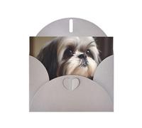 Tarjetas navideñas de papel gris perlado de 4 x 6 pulgadas, tarjetas de felicitación con imagen de perro DDCXZPP Shih Tzu para Navidad, cumpleaños, aniversario de boda e invitaciones de fiesta