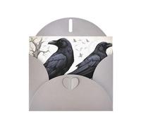 Tarjetas navideñas de papel nacarado gris de 4 x 6 pulgadas, tarjetas de felicitación con imagen de cuervos negros de dibujos animados DDCXZPP para Navidad, cumpleaños, aniversario de boda e